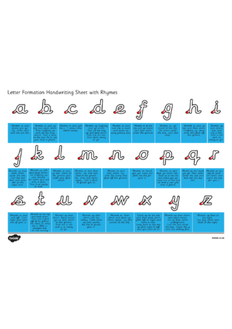 Letter Formation Handwriting Sheet with Rhymes
