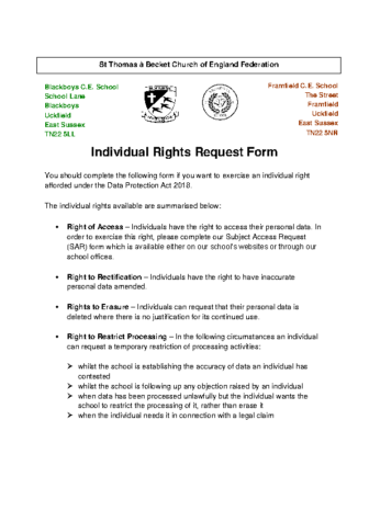 Individual Rights Request Form