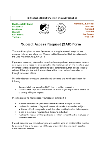 Subject Access Request (SAR) Form