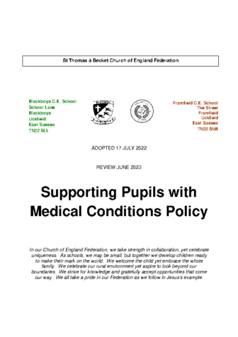 Supporting Pupils with Medical Conditions Policy