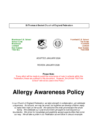 Allergy Awareness Policy