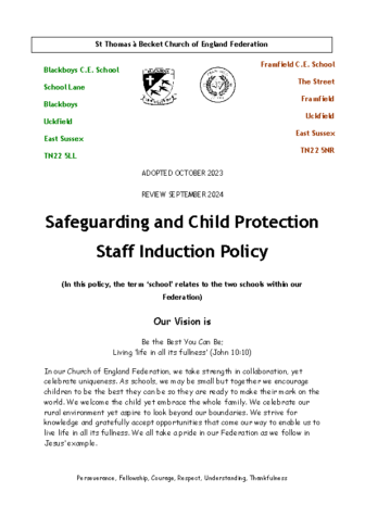 Safeguarding & Child Protection Staff Induction Policy