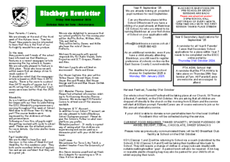 Newsletter 20th September