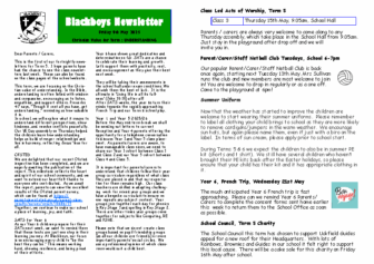 Newsletter 9th May