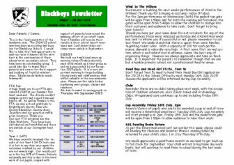 Newsletter 11th July