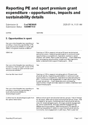 Opportunities, Impacts & Sustainability Details