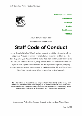 Staff Behaviour & Code of Conduct