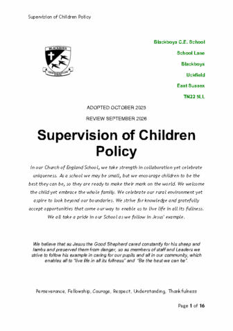 Supervision of Children Policy
