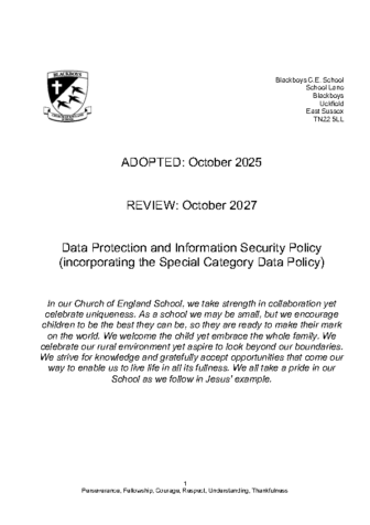Data Protection & Information Security Policy (incorporating the Special Category Data Policy)