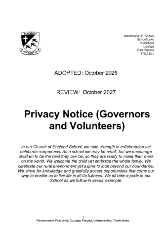 Privacy Notice Governors & Volunteers