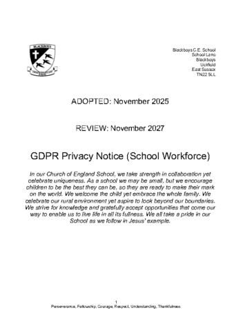 Privacy Notice Staff