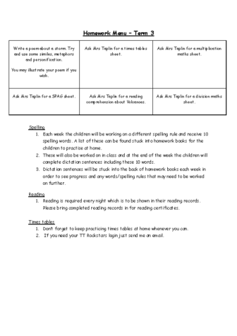 Home Learning Term 3