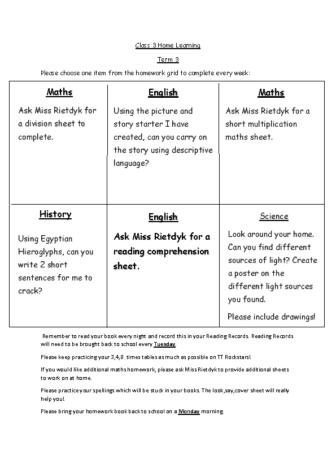 Home Learning Term 3