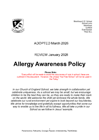 Allergy Awareness Policy