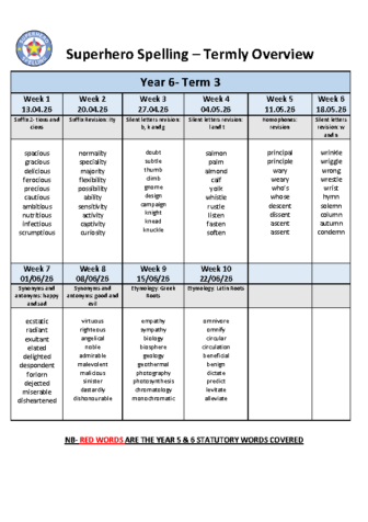 Year 6 Spelling Term 5/6