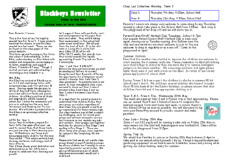 Newsletter 1st May
