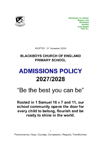 Admissions Policy 2027-2028