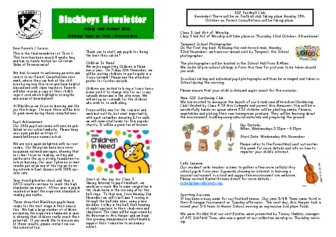 Newsletter 16th October